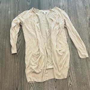 New York & Company Womens Cardigan Sweater Knit Open Front Acrylic Beige Size S